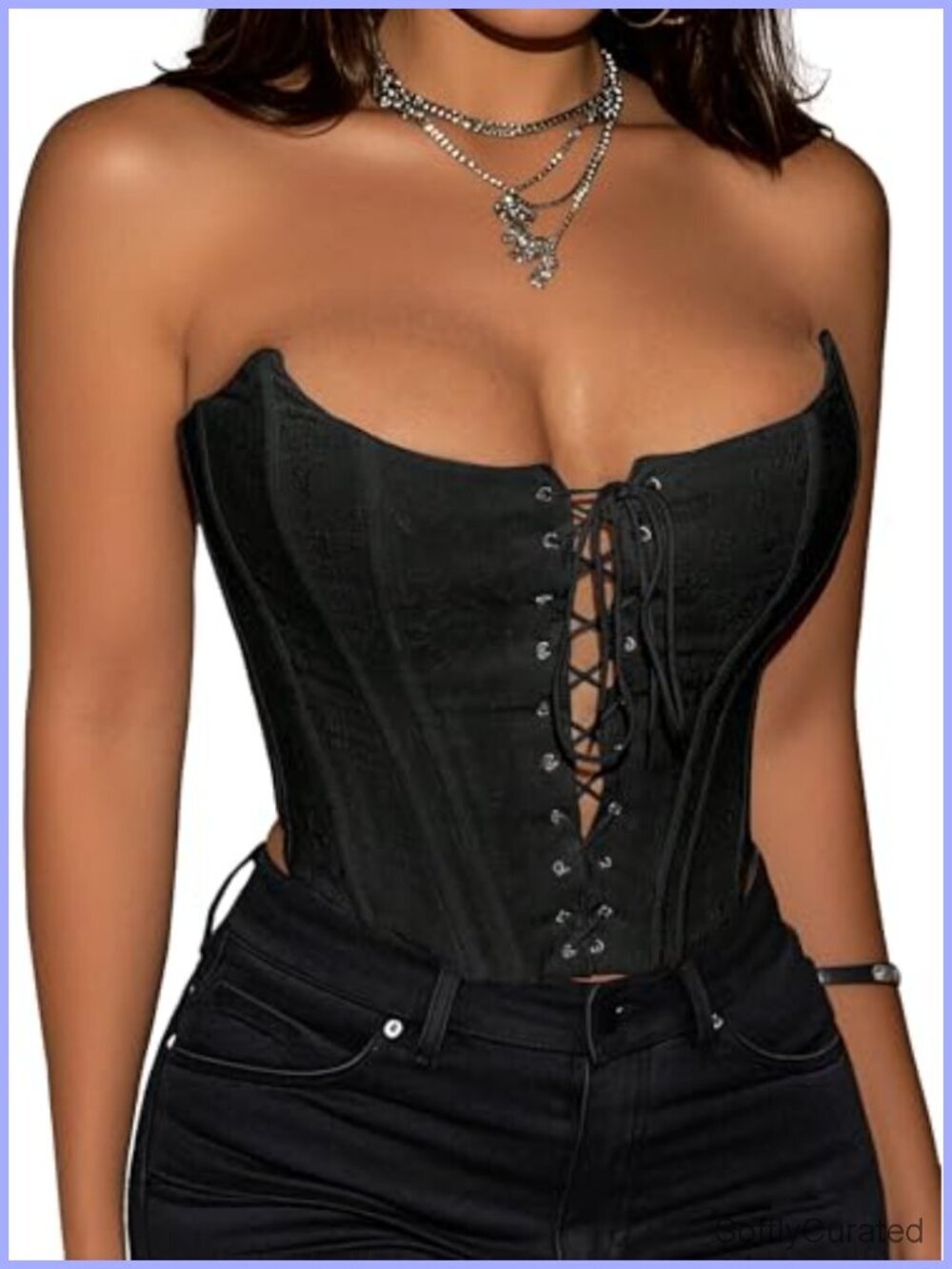 Strapless Backless Lace-Up Bustier Corset Crop Top Sleeveless Sexy Summer Going